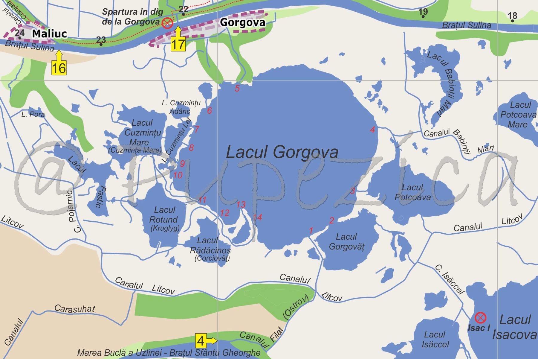 Harta Lacul Gorgova