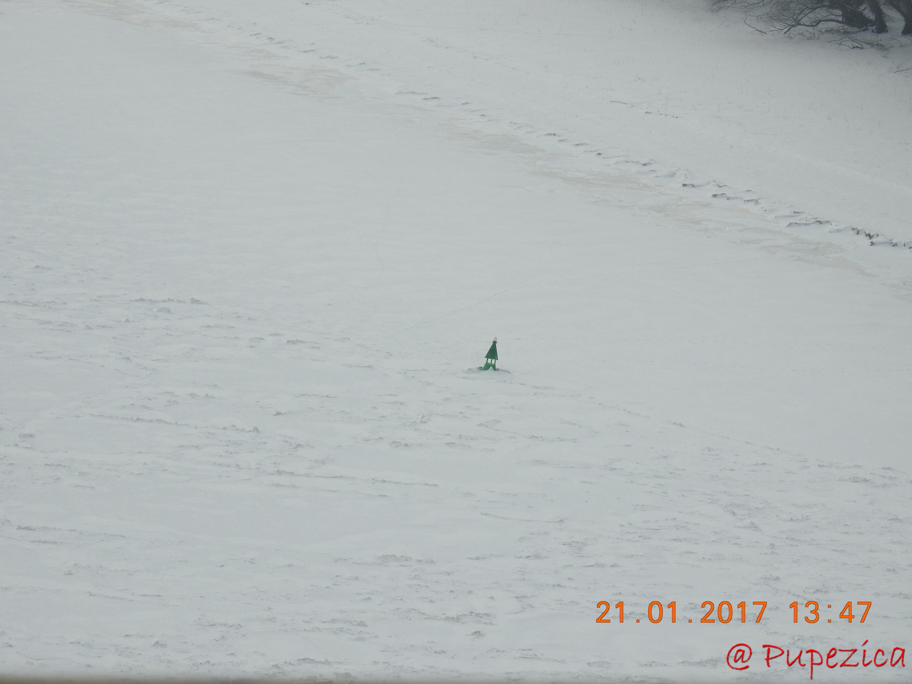 Fluviul Dunarea inghetat, fotografiat din masina la Cernavoda. Ianuarie 2017