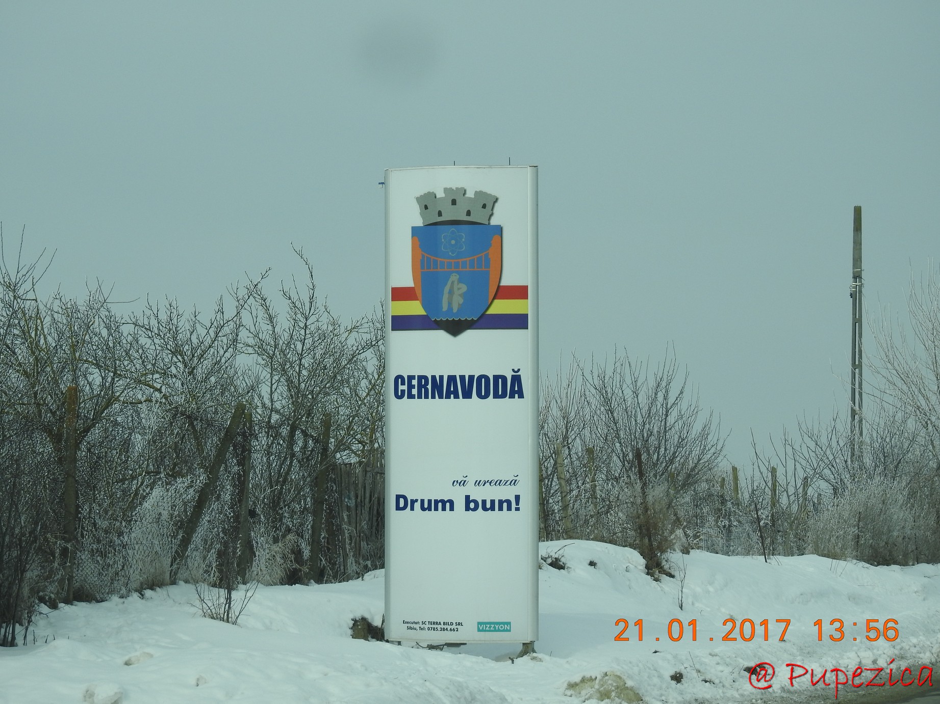 DJ223 - Drumul Frumos catre Delta Dunarii, iarna. Ianuarie 2017. Iesirea din Cernavoda 