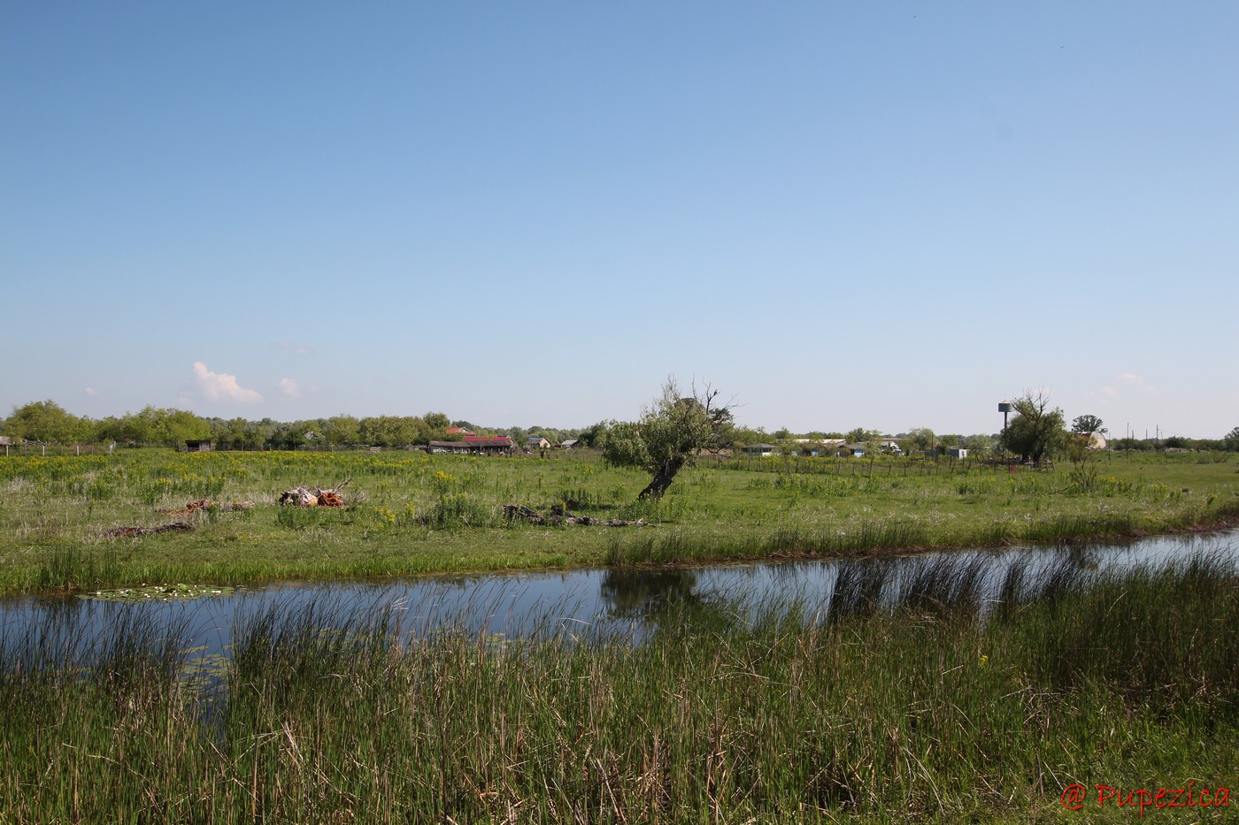 Satul Gorgova din Delta Dunarii. Digul de aparare din spatele satului