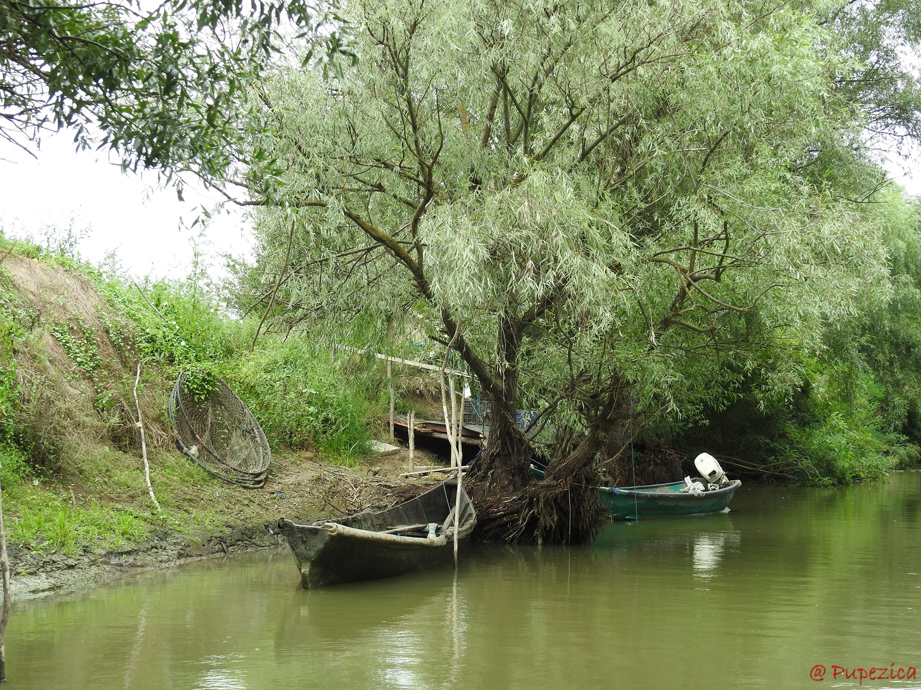 Cabane pescaresti aflate la intersectia dintre Canalele Litcov si Filat